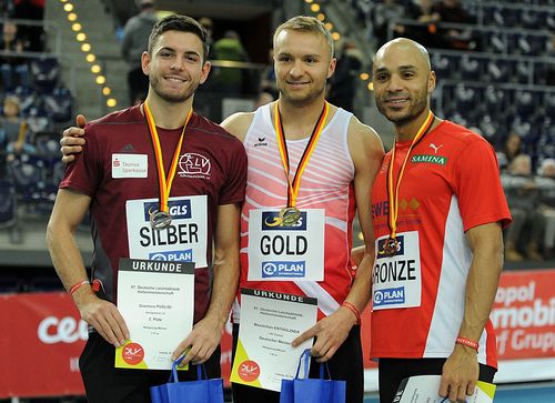 Erster DM-Tag in Leipzig endete mit zwei Medaillen für den HLV - Gianluca Puglisi Vizemeister im Weitsprung , Lisa Mayer als Dritte über 60 Meter zurück in der Erfolgsspur