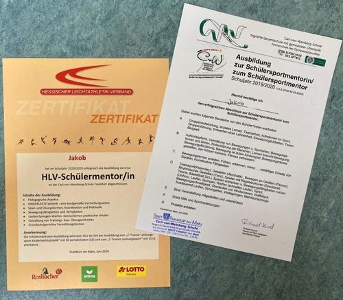 Erfolgreicher Abschluss der Sportmentoren-Ausbildung an der Carl-von-Weinberg-Schule Frankfurt 